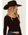 Image #2 - Shyanne Women's Ribbed Long Sleeve Sweater, Chocolate, hi-res