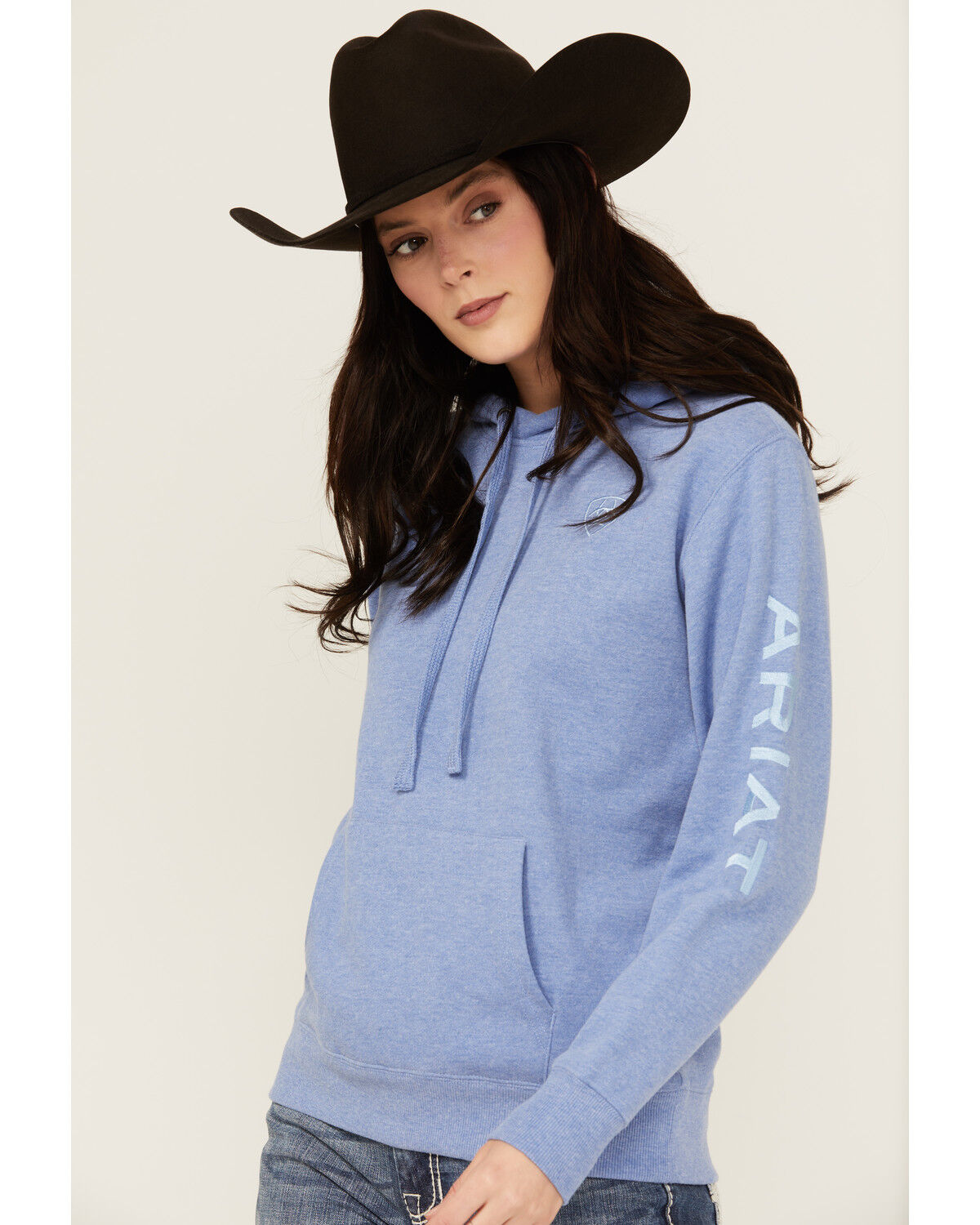 Image #1 - Ariat Women's Boot Barn Exclusive Logo Hoodie, Blue, hi-res
