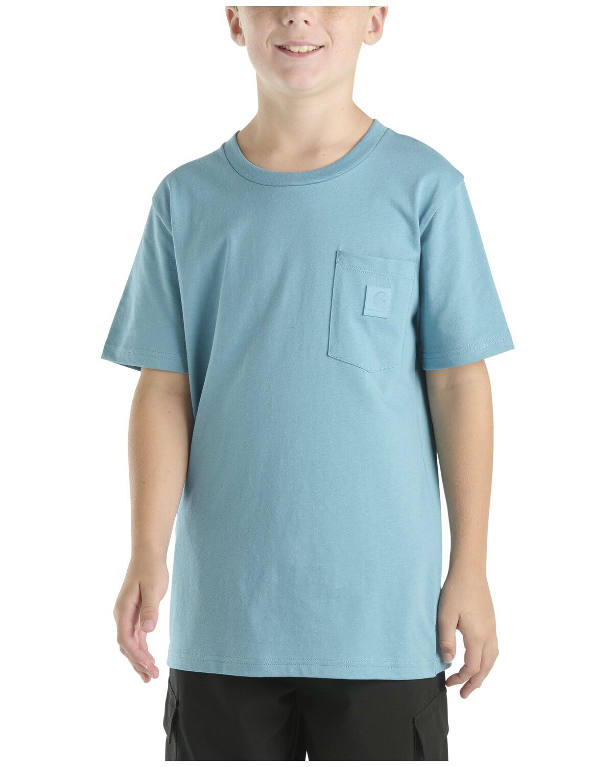 Image #1 - Carhartt Boys' Solid Short Sleeve Pocket T-Shirt, Blue, hi-res