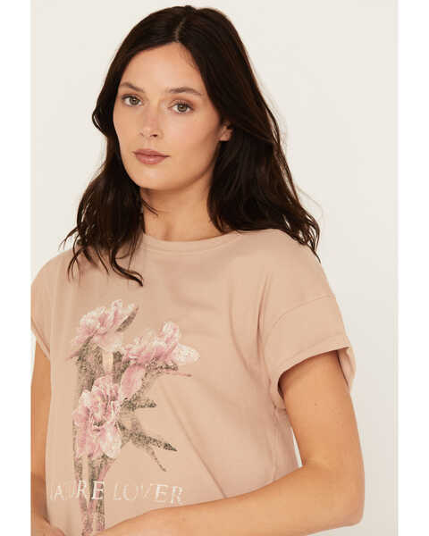 Image #2 - Cleo + Wolf Women's Botanical Graphic Tee, Taupe, hi-res