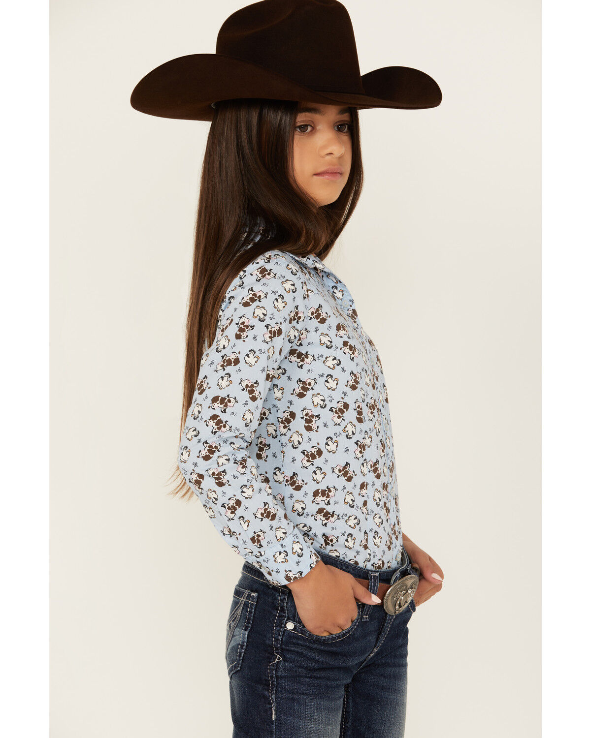 Image #2 - Cruel Girl Girls' Conversation Print Long Sleeve Button-Down Shirt, Light Blue, hi-res
