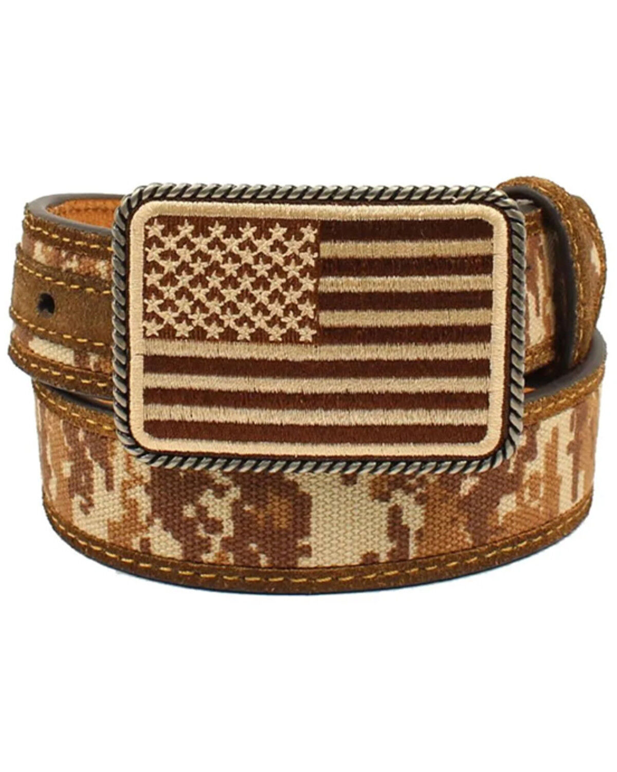 Image #1 - Ariat Boys' Digital Camo Flag Western Belt, , hi-res