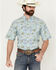 Image #1 - Ariat Men's Edwin Palm Tree Island Print Short Sleeve Button-Down Western Shirt - Big , Blue, hi-res