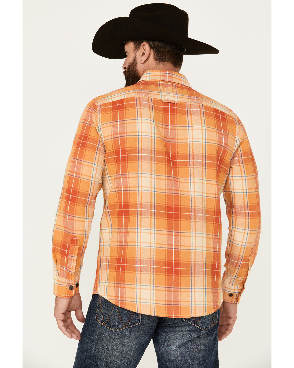 Image #4 - Pendleton Men's Beach Shack Plaid Print Long Sleeve Button-Down Western Shirt, Orange, hi-res