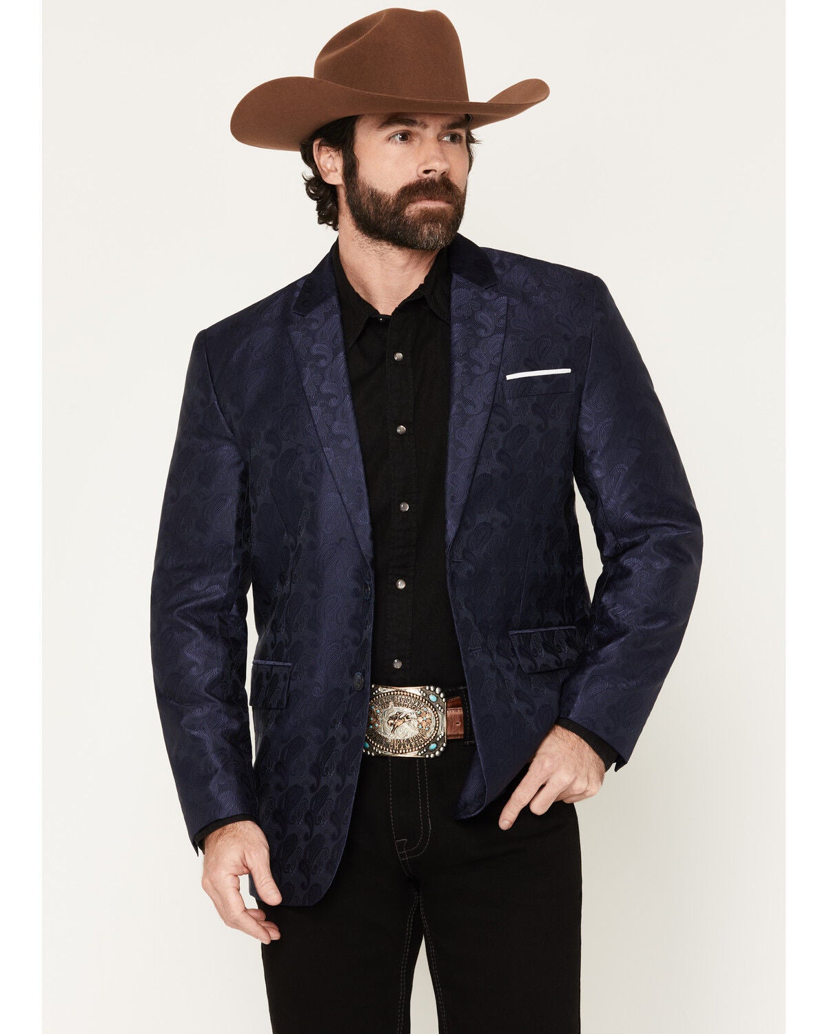 Rock & Roll Denim Men's Paisley Print Sportcoat, Navy, hi-res