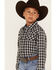 Image #2 - Cody James Boys' Gingham Print Long Sleeve Snap Western Flannel Shirt, Blue, hi-res