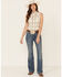 Wrangler Women's Peach Plaid Snap Sleeveless Western Core Shirt , Peach, hi-res