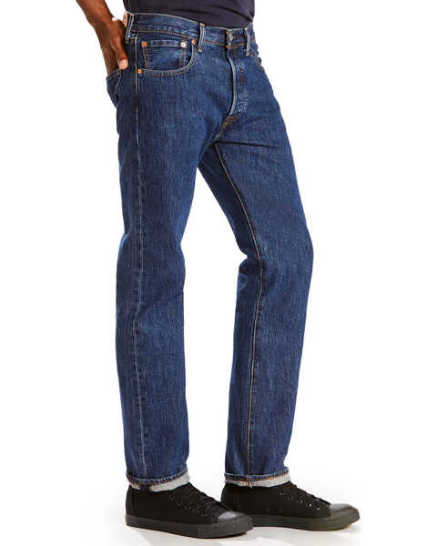 Image #2 - Levi's Men's 501 Original Straight Leg Jeans , Dark Blue, hi-res