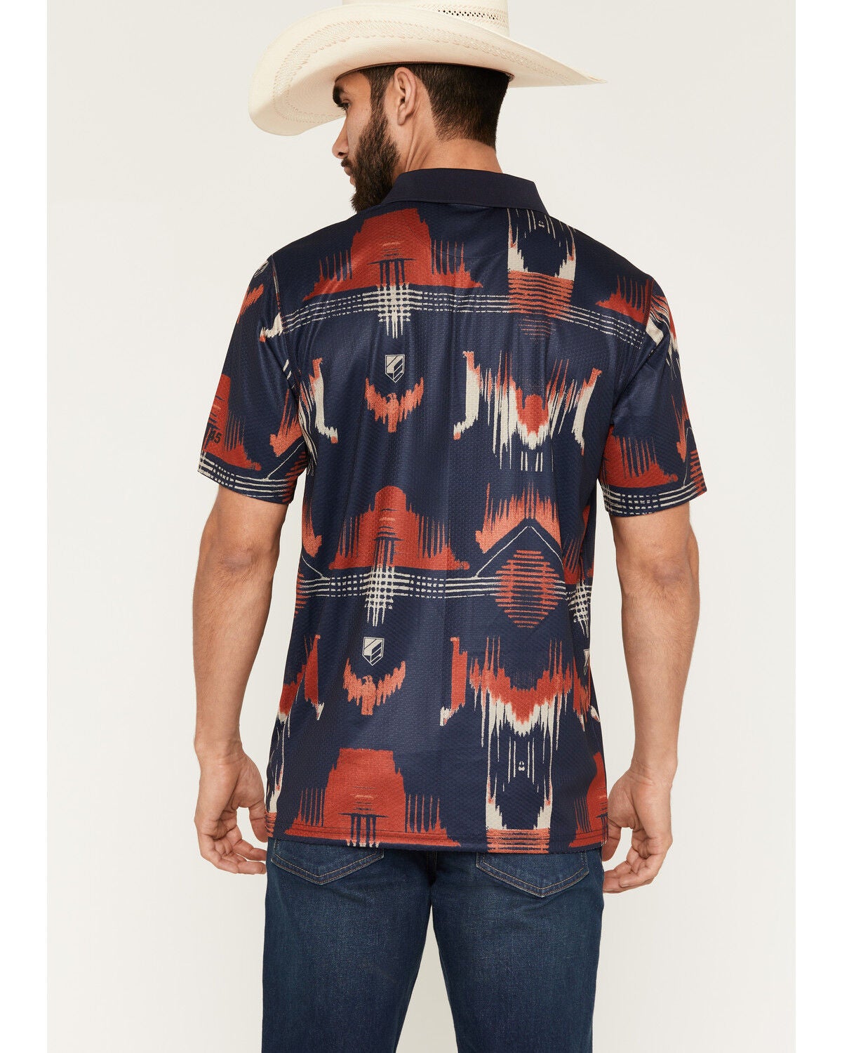 Image #4 - RANK 45&reg; Men's Hokey Southwestern Print Short Sleeve Button-Down Polo Shirt, Blue, hi-res