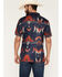 Image #4 - RANK 45&reg; Men's Hokey Southwestern Print Short Sleeve Button-Down Polo Shirt, Blue, hi-res