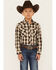Image #1 - Roper Boys' Plaid Print Long Sleeve Pearl Snap Western Shirt, Black, hi-res
