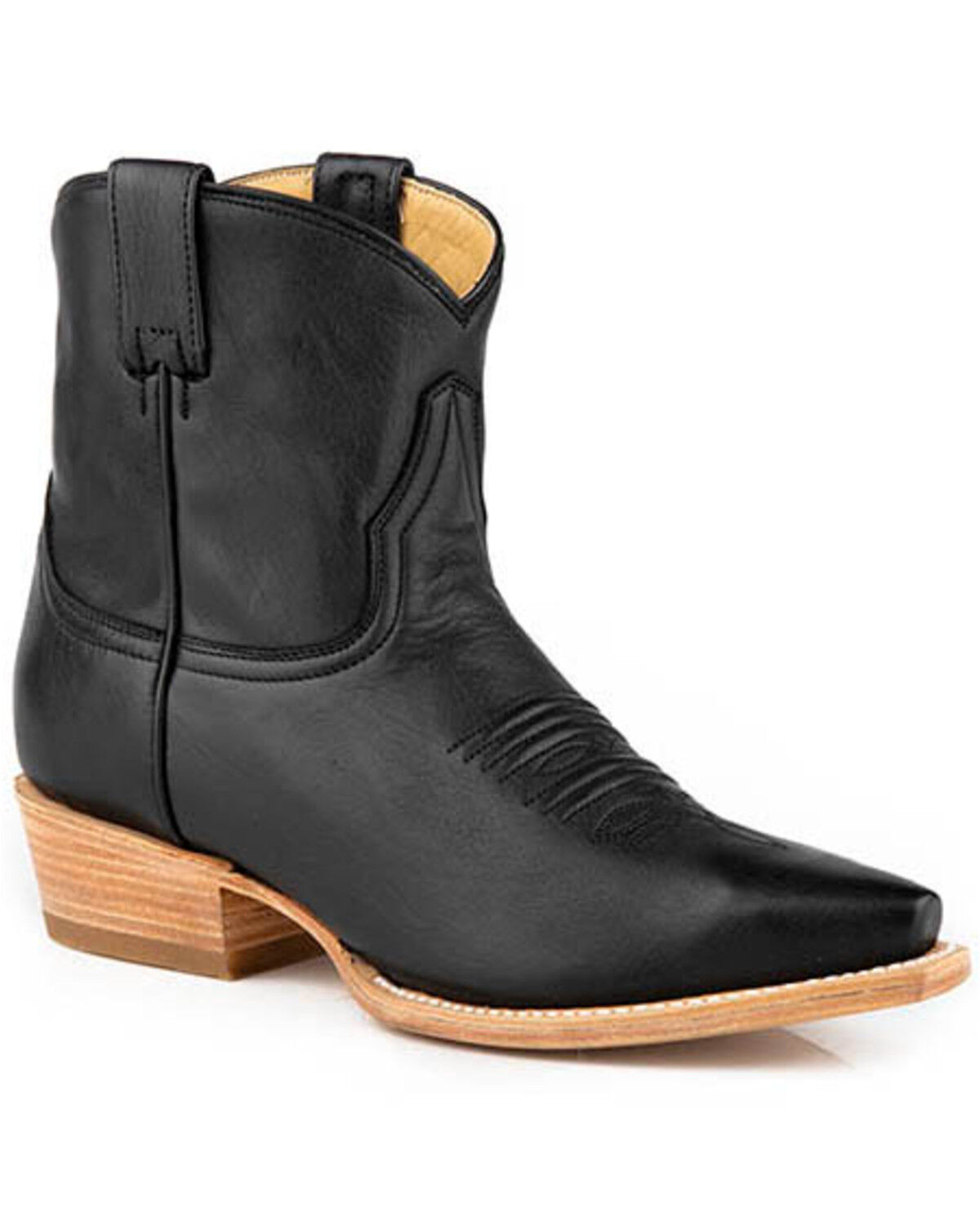 Image #1 - Stetson Women's Riley Western Booties - Snip Toe, Black, hi-res