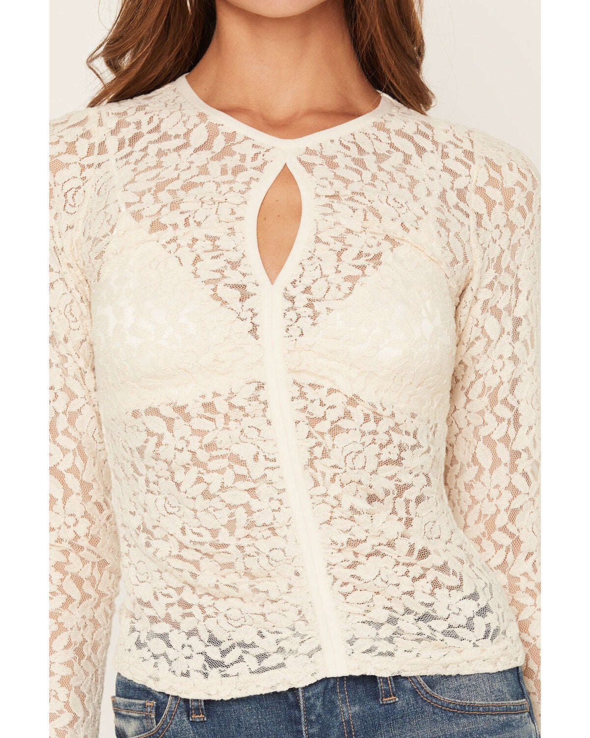 Image #3 - Shyanne Women's Hadley Long Sleeve Lace Keyhole Top, Natural, hi-res