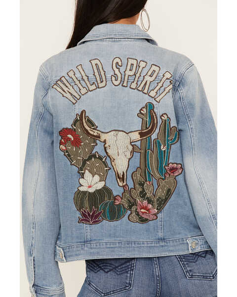 Image #1 - Idyllwind Women's Light Wash Wild Spirit Embroidered Denim Jacket, Medium Wash, hi-res