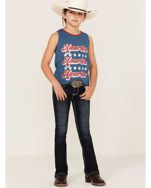 Image #2 - Rock & Roll Denim Girls' Americana Tank Top, Navy, hi-res