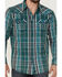 Image #3 - Moonshine Spirit Men's Marble Crackle Plaid Long Sleeve Snap Western Shirt, Navy, hi-res