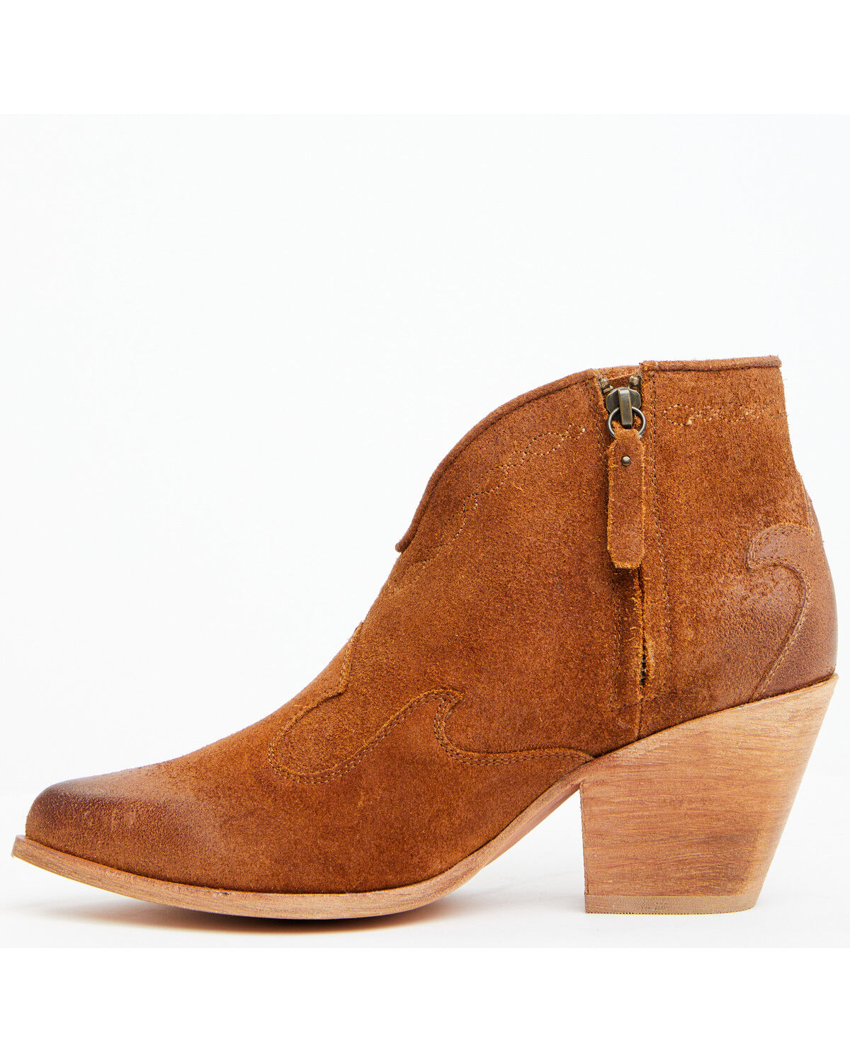 Image #3 - Shyanne Women's Jodi Suede Leather Booties - Round Toe, Cognac, hi-res