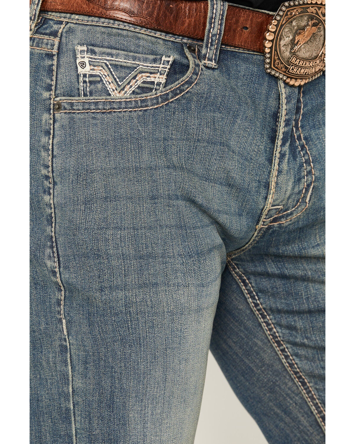Image #2 - Rock & Roll Denim Men's Double Barrel Medium Wash Relaxed Bootcut Reflex Stretch Denim Jeans, Medium Wash, hi-res