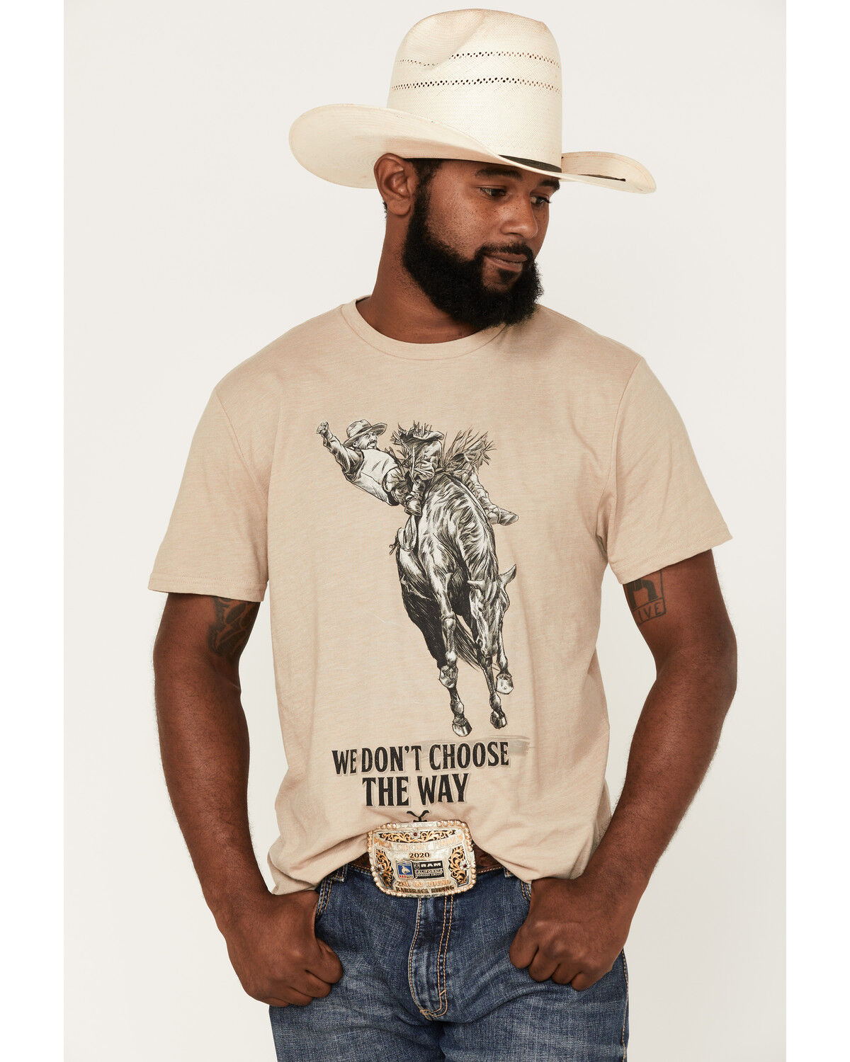 Image #1 - Wrangler Men's Yellowstone Choose The Way Graphic Short Sleeve T-Shirt, Heather Grey, hi-res