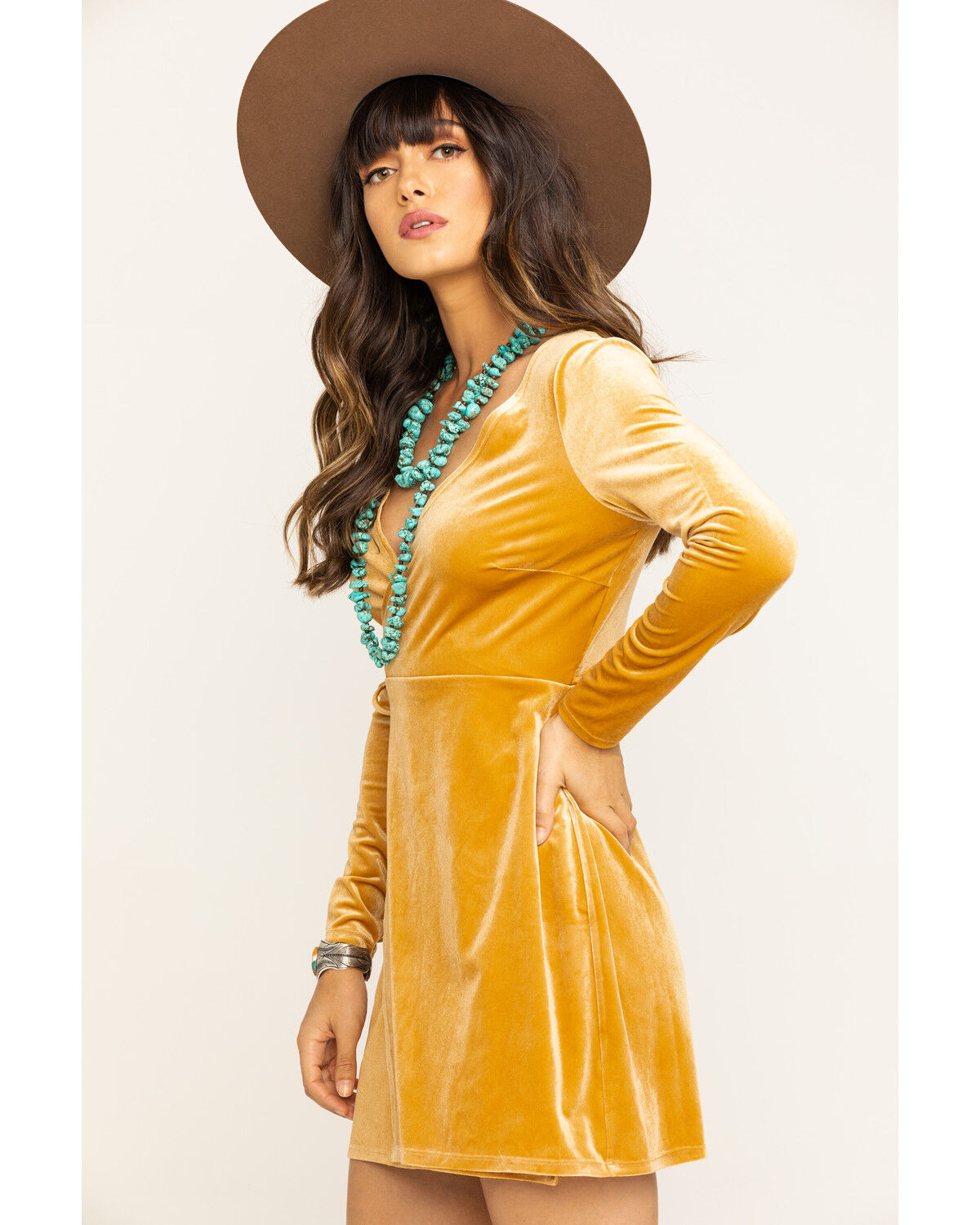 yellow velvet dress long sleeve