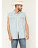 Image #1 - Cody James Men's Light Wash Frosty Sleeveless Snap Denim Bubba, Light Wash, hi-res