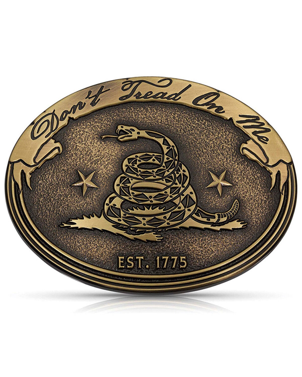 Montana Silversmiths Men's Don'e Tread On Me Gadsden Buckle, Gold, hi-res
