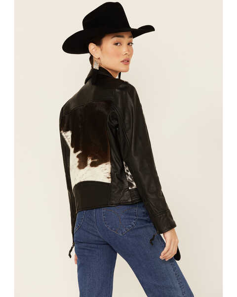 Image #3 - STS Ranchwear Women's Cow Print Leather Jacket, Black, hi-res