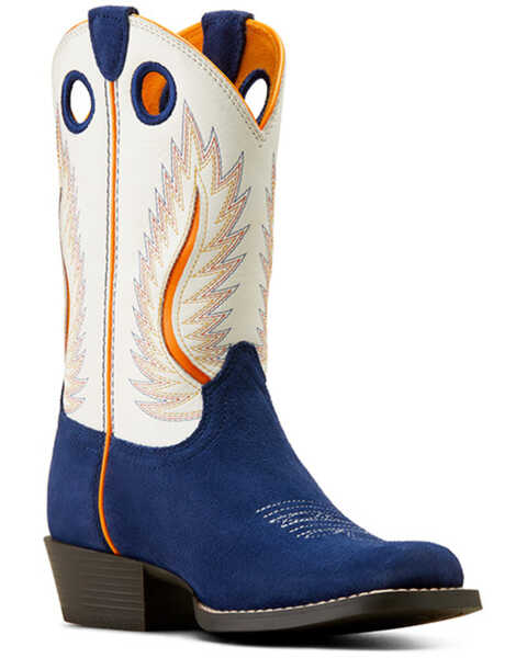 Image #1 - Ariat Boys' Futurity Fort Worth Western Boots - Square Toe , Blue, hi-res