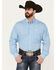 Cinch Men's Checkered Print Long Sleeve Button Down Shirt, Light Blue, hi-res