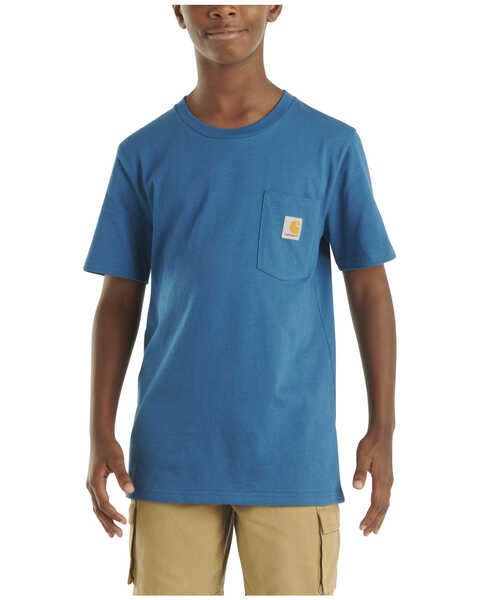 Carhartt Little Boys' Short Sleeve Pocket T-Shirt, Blue, hi-res