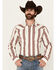 Image #1 - Wrangler Retro Men's Striped Long Sleeve Snap Western Shirt - Tall, White, hi-res