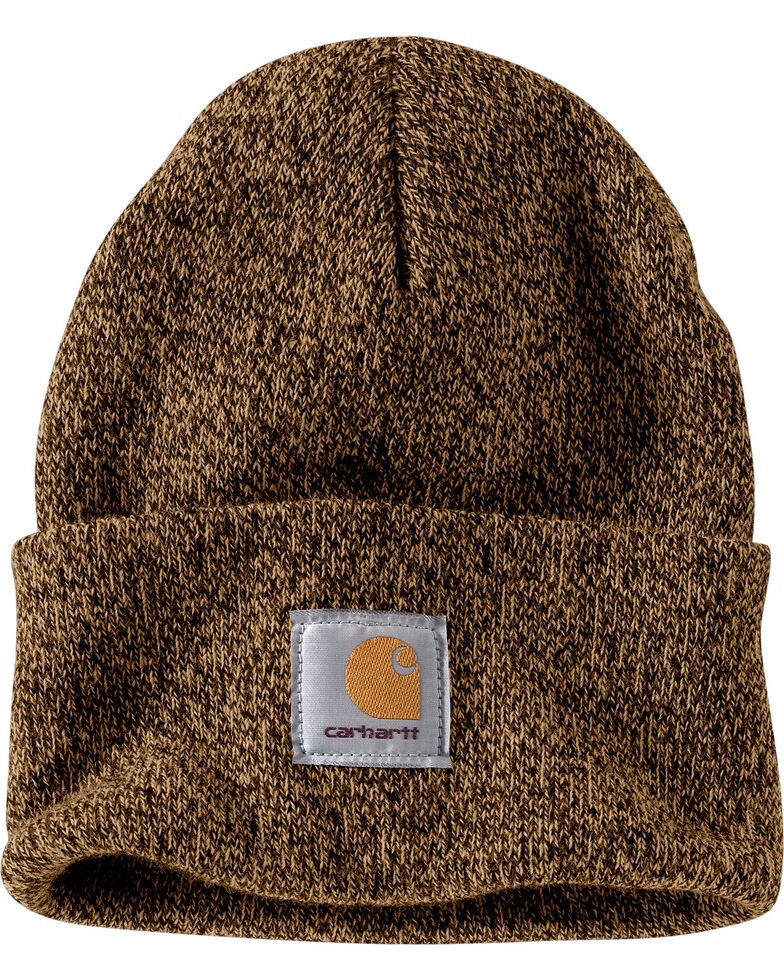 Carhartt Men's Dark Brown & Sandstone Acrylic Watch Hat , Brown, hi-res