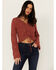 Image #1 - Shyanne Women's Bell Sleeve Cropped Crochet Sweater, Rust Copper, hi-res