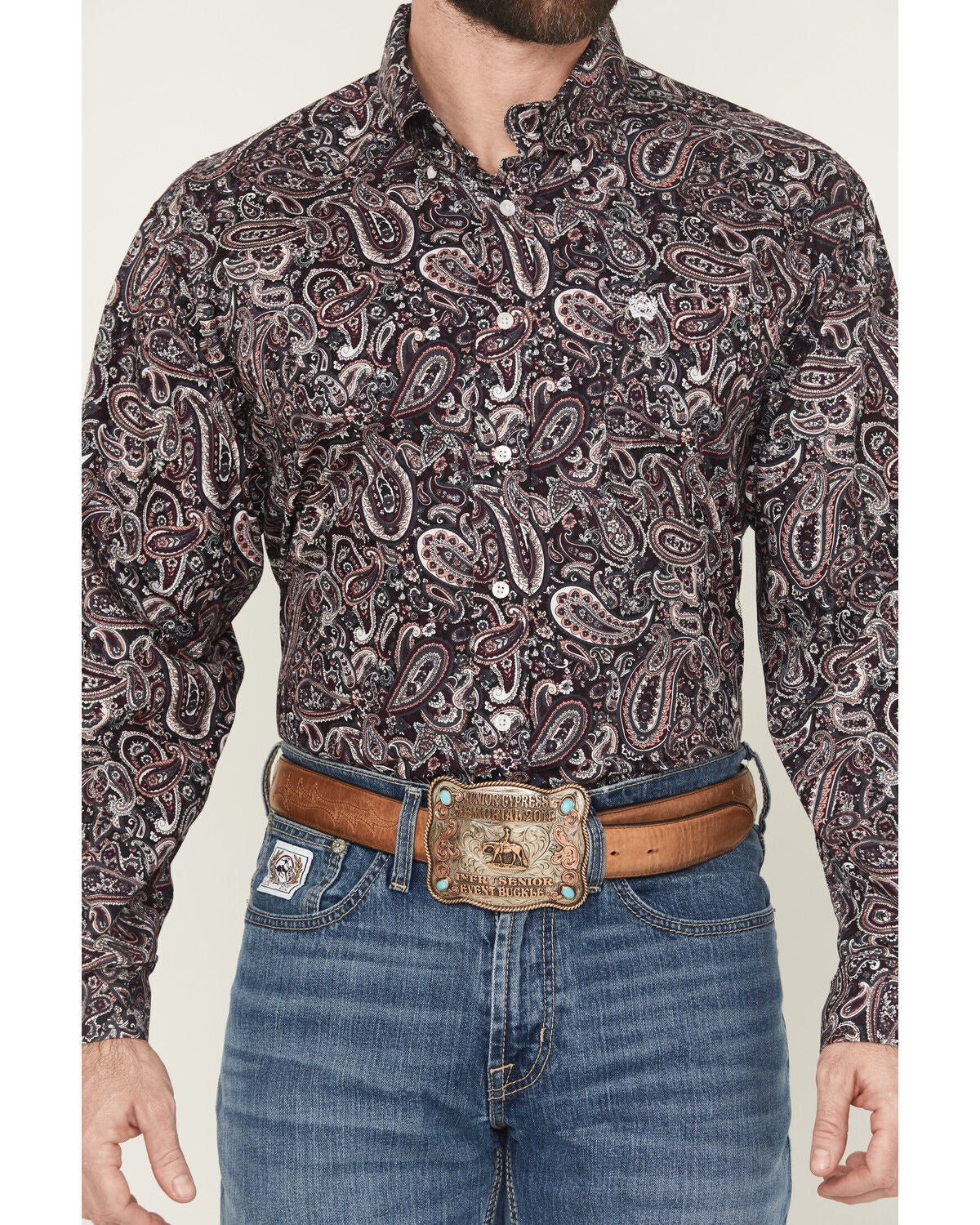 Image #3 - Cinch Men's Paisley Print Long Sleeve Button-Down Western Shirt, Multi, hi-res