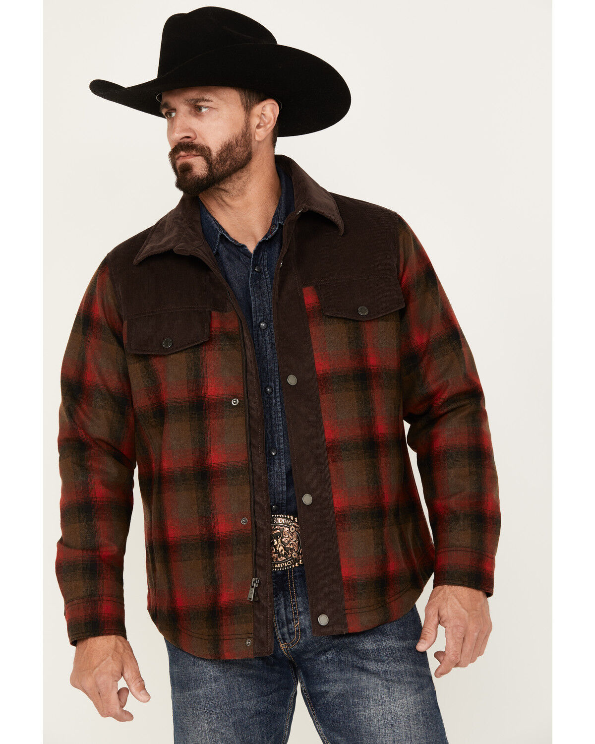 Image #2 - Pendleton Men's Buffalo Plaid Print Wool Timberline Shirt Jacket, Olive, hi-res