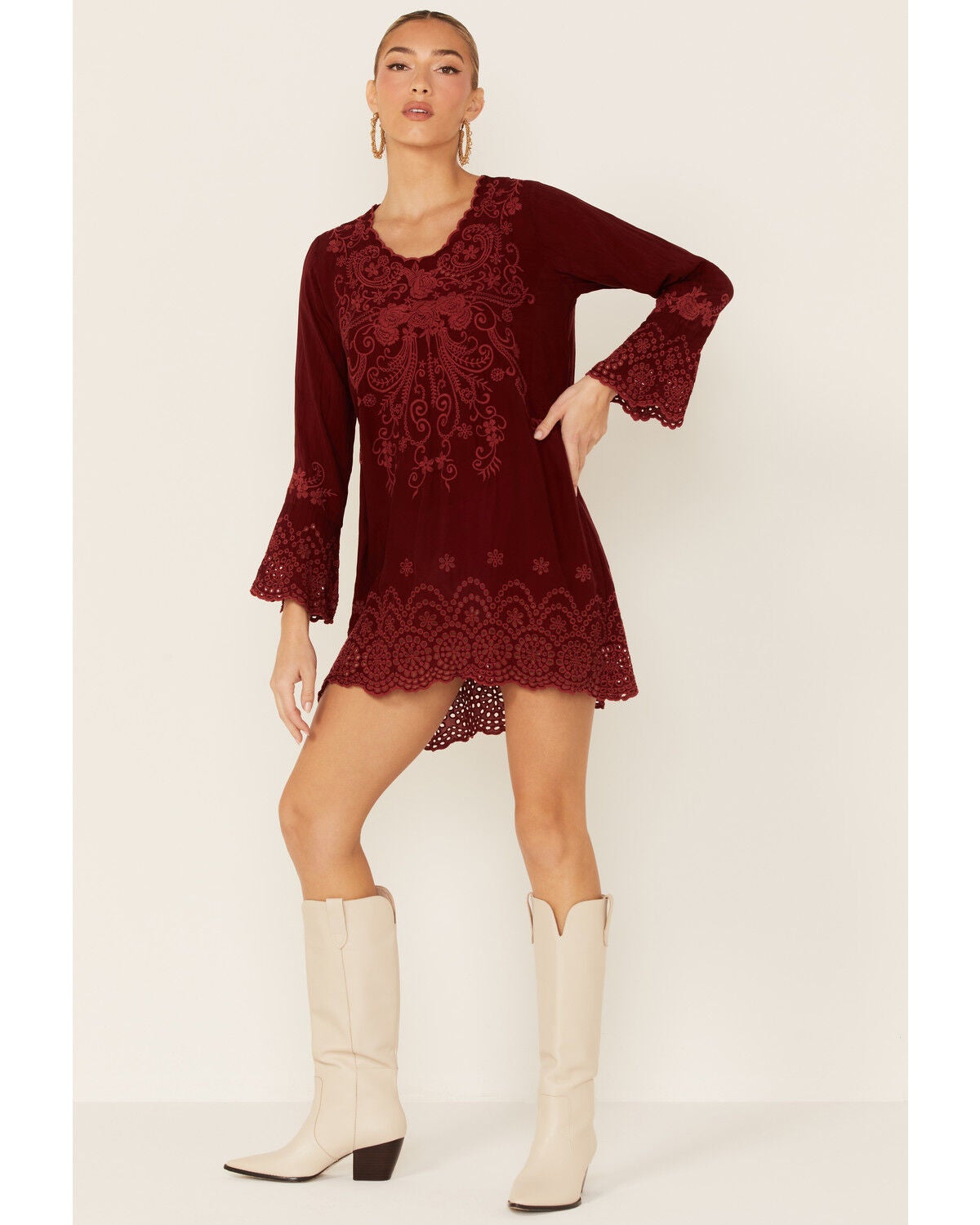 Johnny Was Women's Garnet Rhine Long Sleeve Tunic Dress