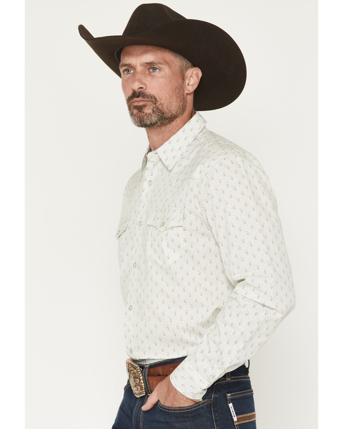 Image #2 - Cody James Men's Rocky Range Paisley Print Long Sleeve Snap Western Shirt - Big, Cream, hi-res