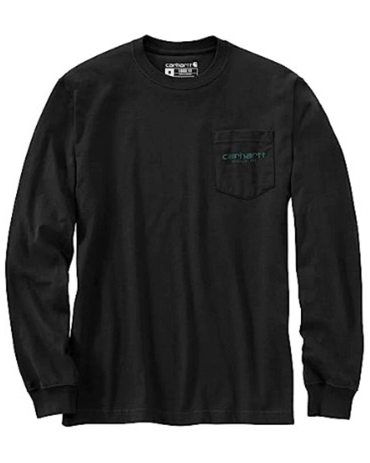 Image #1 - Carhartt Men's Loose Fit Heavyweight Long Sleeve Pocket Graphic T-Shirt, Black, hi-res