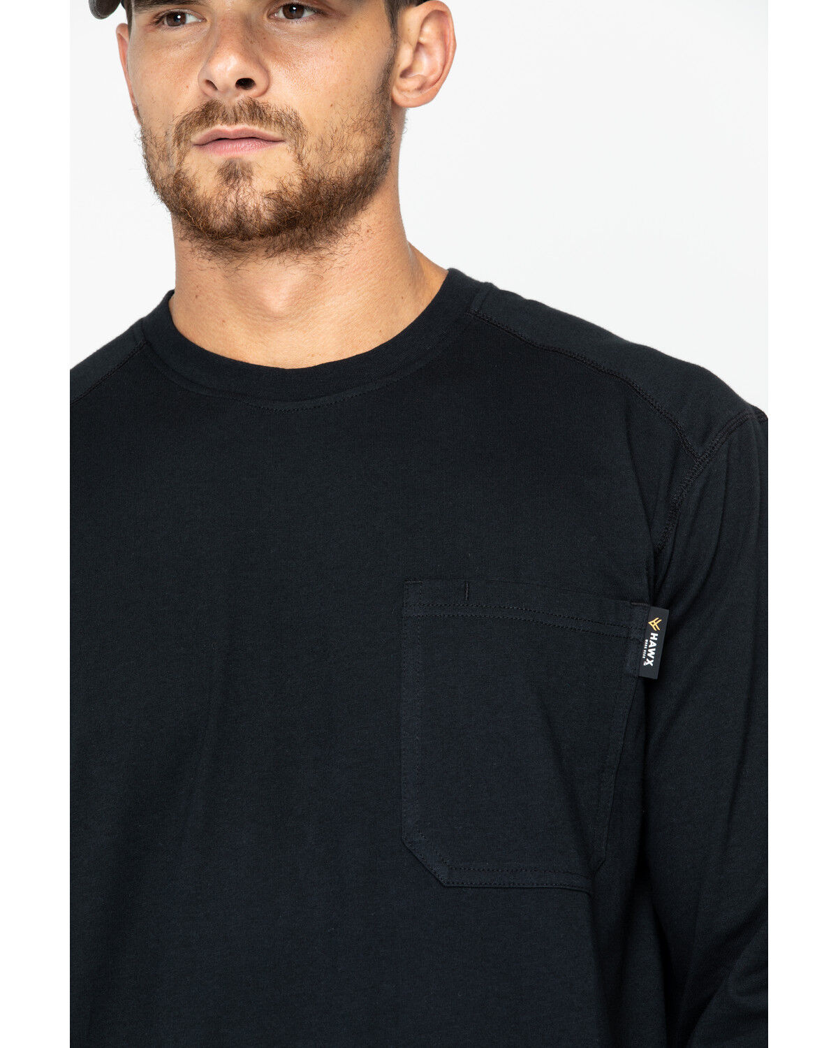 Image #4 - Hawx Men's Logo Crew Long Sleeve Work T-Shirt - Tall, Black, hi-res