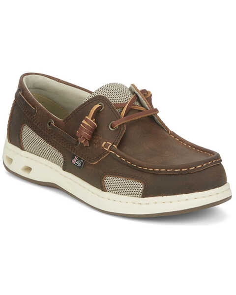 Image #1 - Justin Men's Angler Western Casual Shoes - Moc Toe, Brown, hi-res