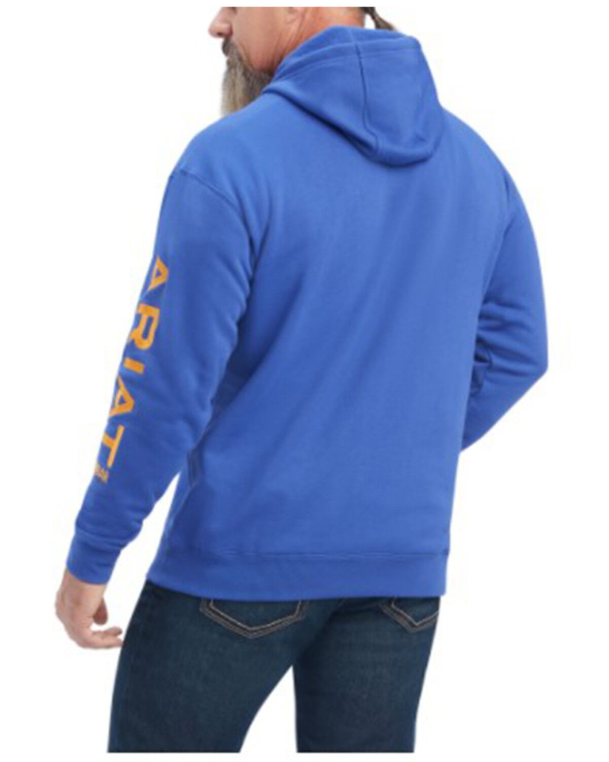 Image #2 - Ariat Men's Rebar Logo Sleeve Graphic Hooded Work Sweatshirt, Blue, hi-res