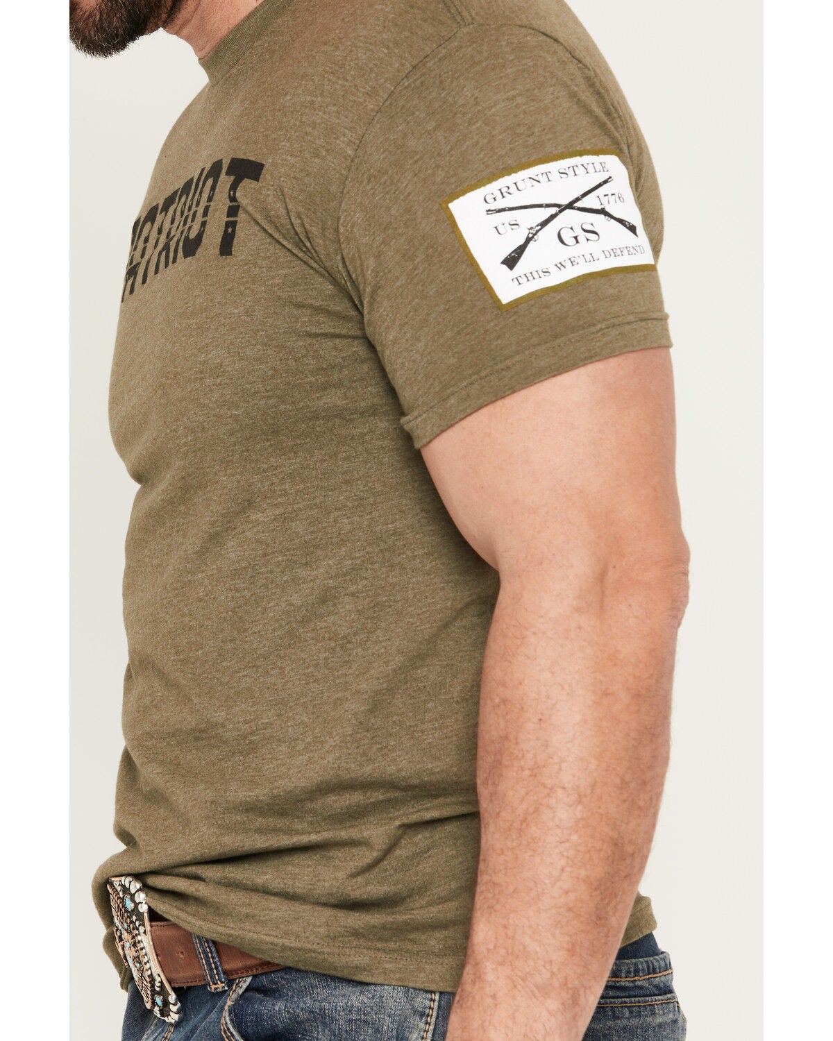 Image #3 - Grunt Style Men's Patriot Short Sleeve Graphic T-Shirt - Big, Olive, hi-res