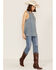 Image #2 - Cleo + Wolf Women's Racerback Jersey Tank, Blue, hi-res