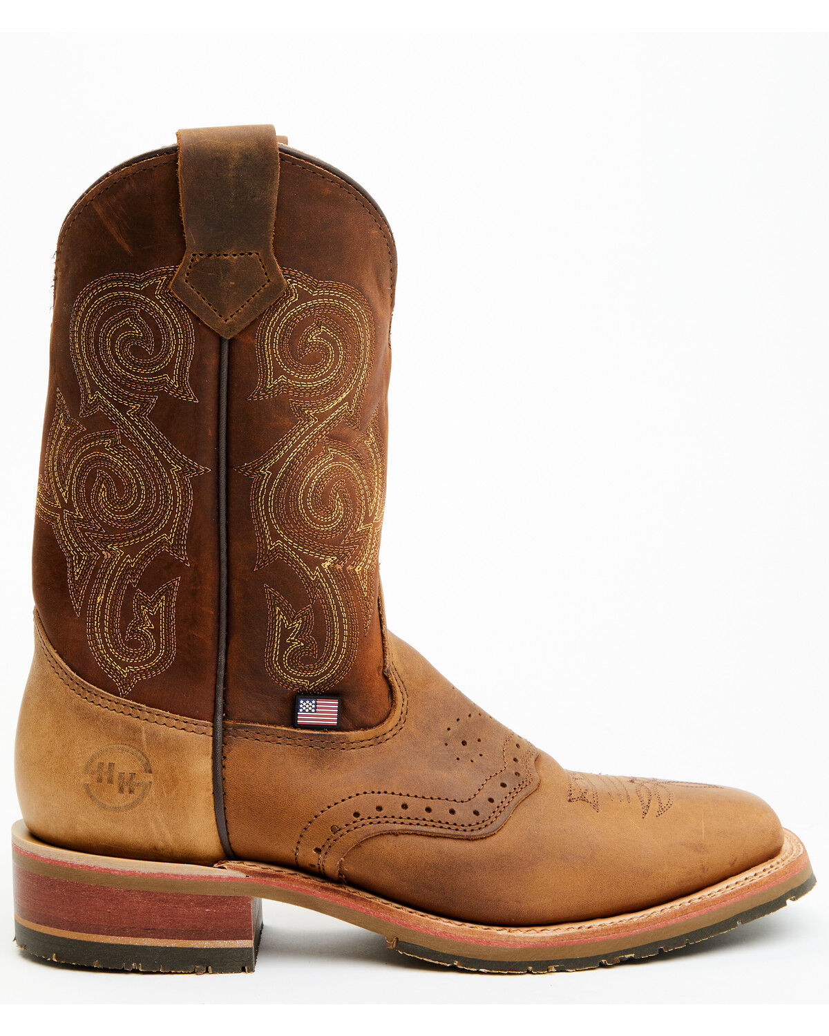 Image #2 - Double H Men's Boot Barn Exclusive 11" Domestic I.C.E™ Saddle Vamp Western Boots - Broad Square Toe, Brown, hi-res