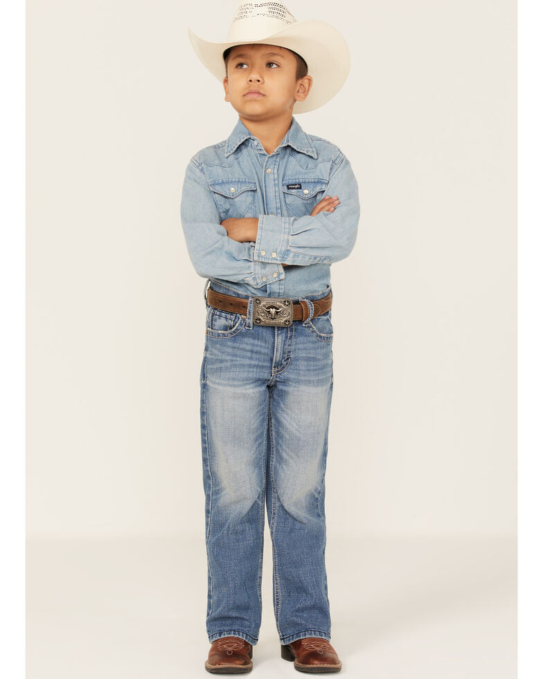Cody James Boys' Buck Wash Slim Boot Stretch Jeans, Blue, hi-res