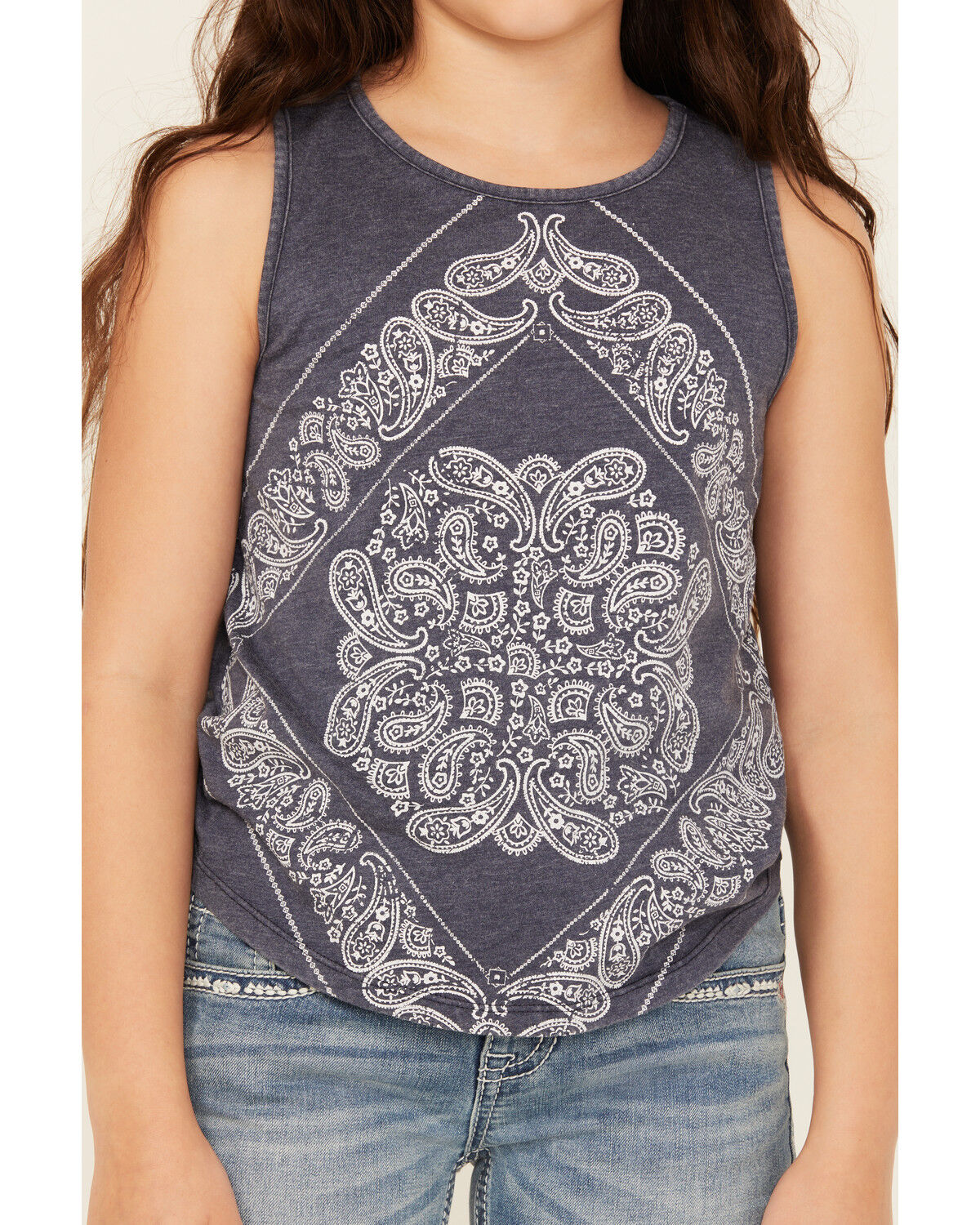 Image #3 - Rock & Roll Denim Girls' Bandana Print Tank, Blue, hi-res