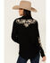 Image #4 - Stetson Women's Retro Floral Embroidered Long Sleeve Snap Western Shirt , Black, hi-res