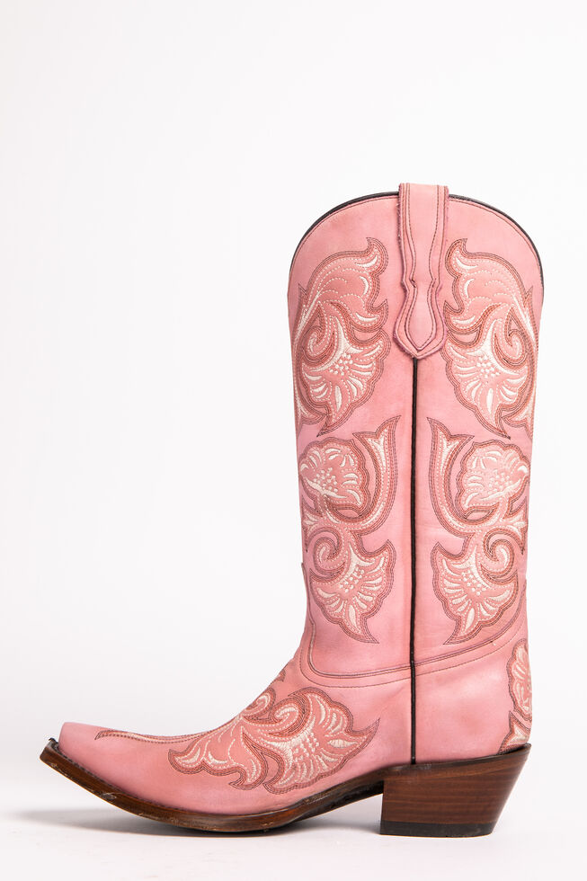 Corral Floral Embroidered Pink Cowgirl Boots - Snip Toe | Sheplers