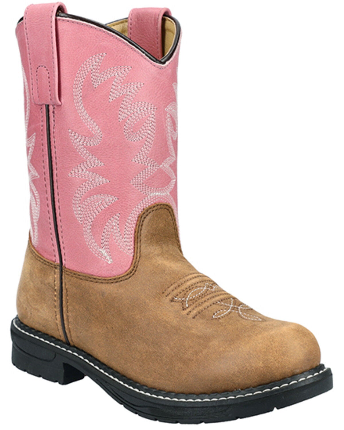 Image #1 - Smoky Mountain Little Girls' Buffalo Western Boots - Round Toe, Brown, hi-res