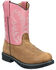 Image #1 - Smoky Mountain Little Girls' Buffalo Western Boots - Round Toe, Brown, hi-res